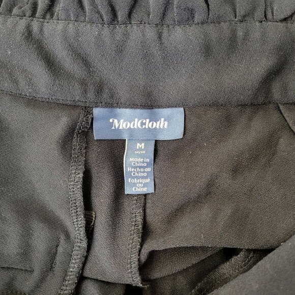 ModCloth Black Jersey Trousers with Paper Bag Waist - Picture 3 of 7